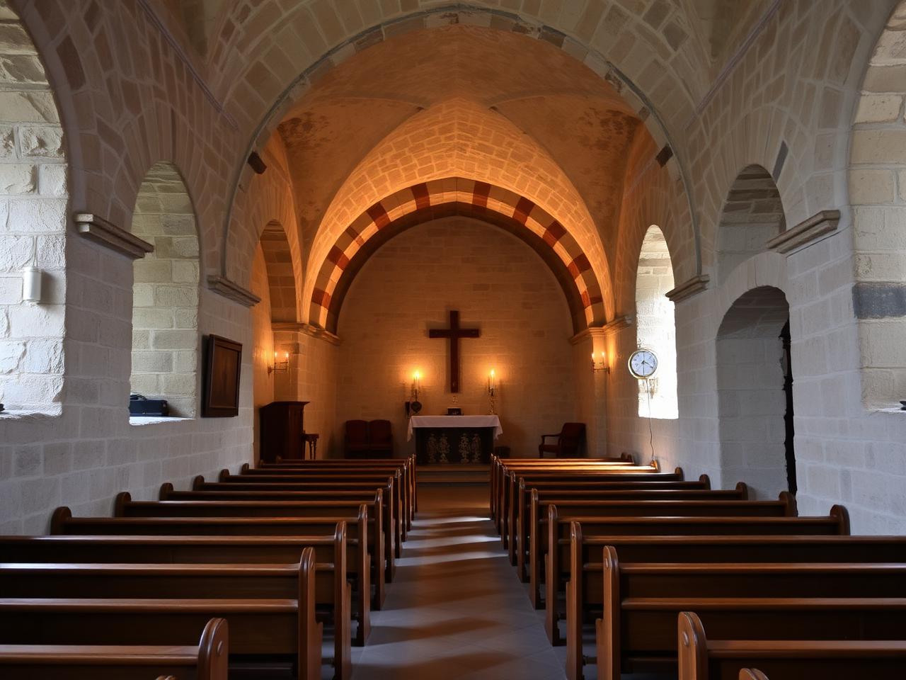 Interno di una chiesa di campagna prima del concerto